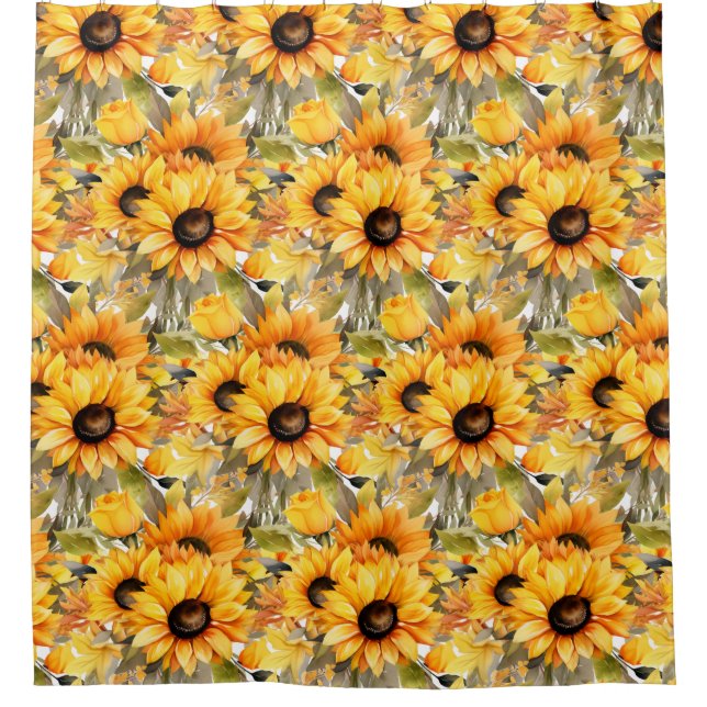 Rustic Country Americana Sunflower Shower Curtains (Front)