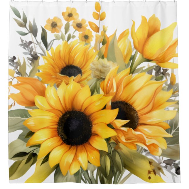 Rustic Country Americana Sunflower Shower Curtains (Front)