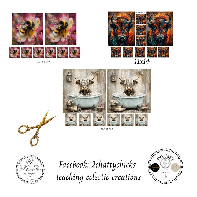 Rustic Country Animal Bee Bison Highland Decoupage Wrapping Paper Sheets (Creator Uploaded)