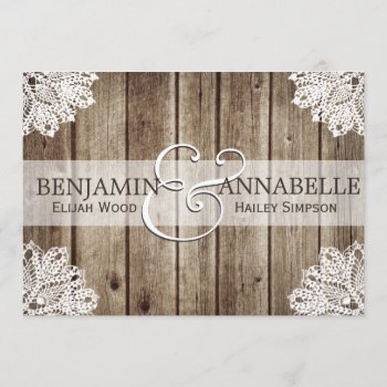 Rustic Country Antique Wood Wedding Invitation by Mintleafstudio at Zazzle