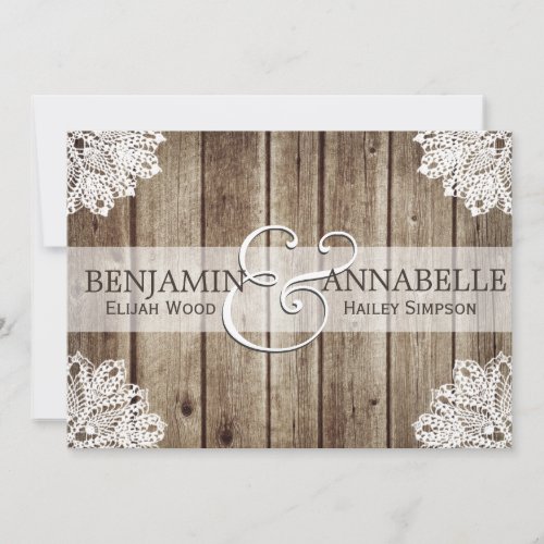 Rustic Country Antique Wood Wedding Invitation