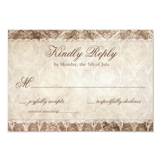 Rustic Country Antler + Lace Wedding RSVP Cards