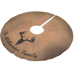 Rustic Country Antlers Deer Skull Brushed Polyester Tree Skirt