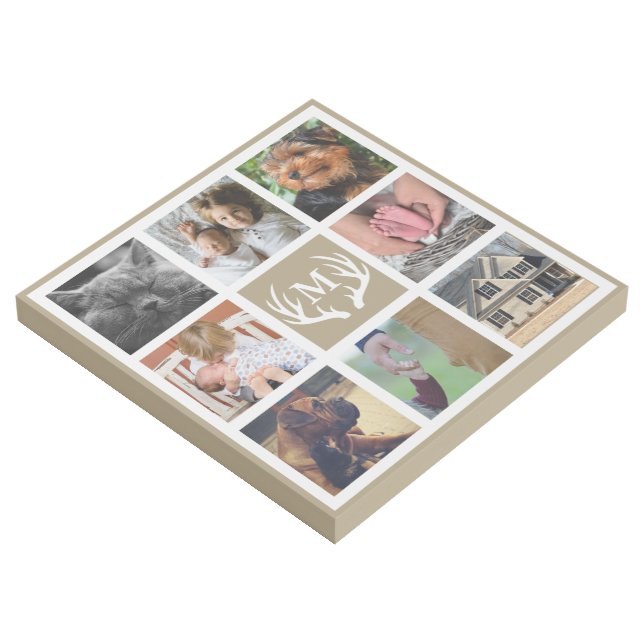 Rustic Country Antlers Family Photo Collage Gallery Wrap (3/4)