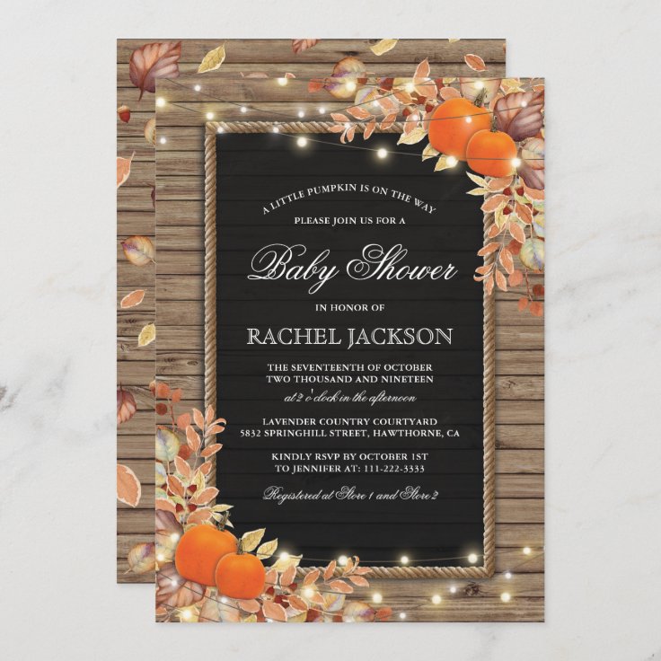 Rustic Country Autumn Fall Baby Shower Invitation | Zazzle