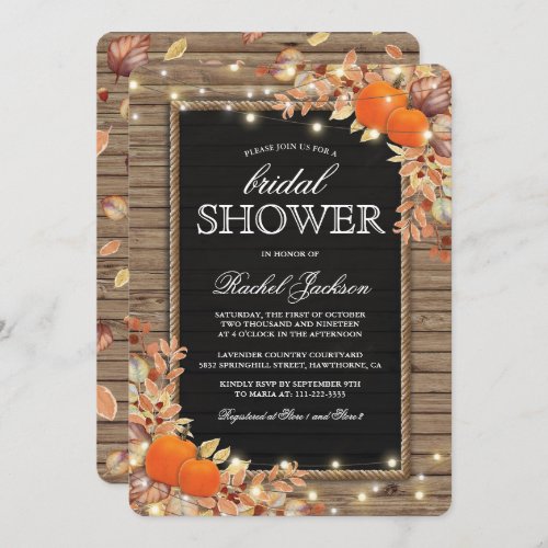 Rustic Country Autumn Fall Bridal Shower Invitation