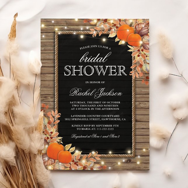 Rustic Country Autumn Fall Bridal Shower Invitation (Creator Uploaded)
