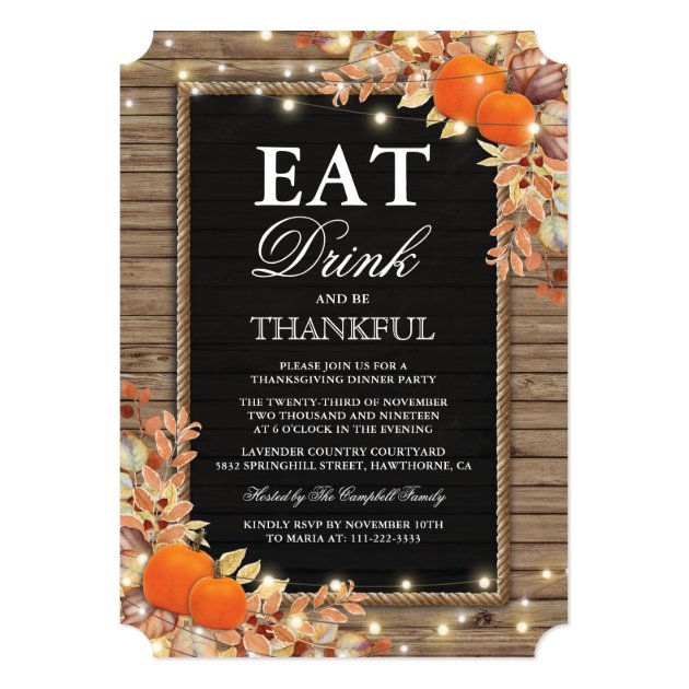 Rustic Country Autumn Fall Harvest Thankgiving Card