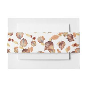 Rustic Country Autumn Fall Leaves and Acorns Invitation Belly Band