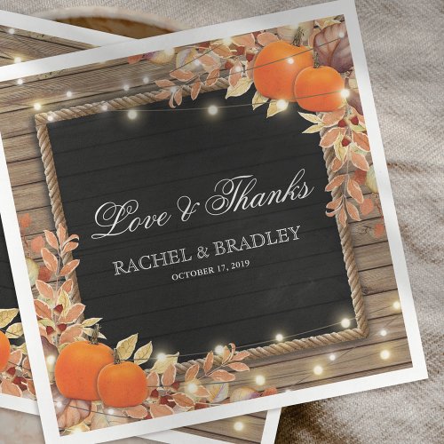 Rustic Country Autumn Fall Lights Wedding Napkins