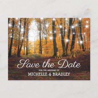 Rustic Country Autumn Fall Save the Date Announcement Postcard