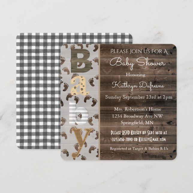 Rustic Country Baby Shower Invitation (Front/Back)