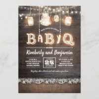 Rustic Country BaByQ Couples Baby Shower Invitation