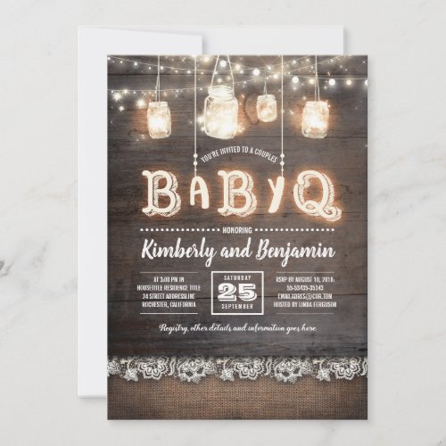 Rustic Country BaByQ Couples Baby Shower Invitation