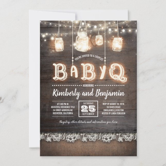 Rustic Country BaByQ Couples Baby Shower Invitation (Front)