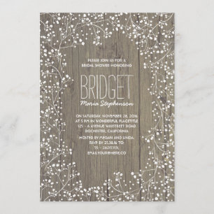 Rustic Country Baby's Breath Bridal Shower Invitation