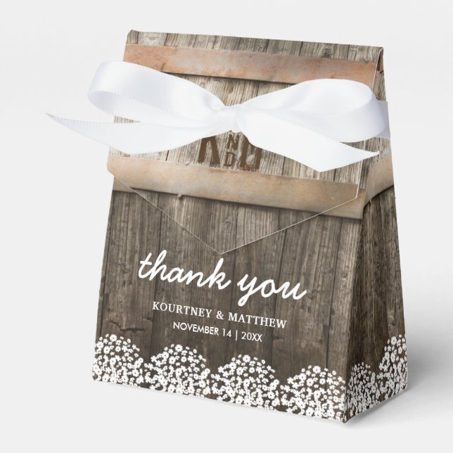 Rustic Country Baby's Breath Floral Wedding Favor Boxes (Front Side)