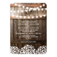 Rustic Country Baby's Breath String Lights Wedding Card