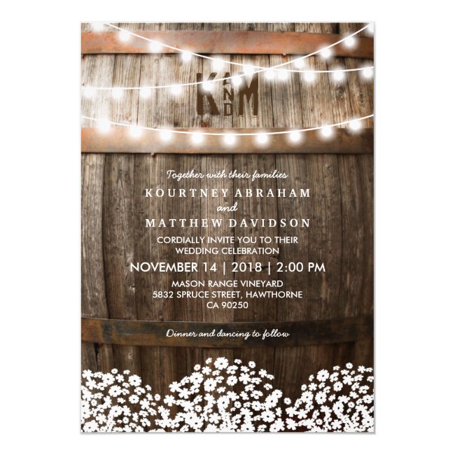 Rustic Country Baby's Breath String Lights Wedding Invitation