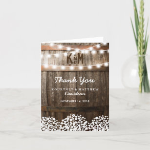 Rustic Country Babys Breath Thank You Card
