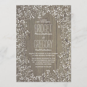 Rustic Country Baby's Breath Wedding Invitation