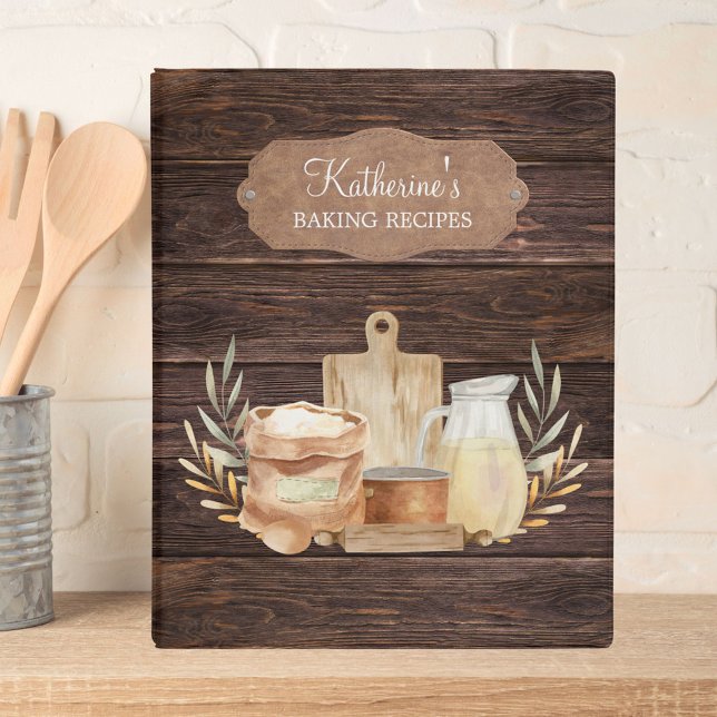 Rustic Country Baking Supplies Family Recipe Mini Binder (In situ)