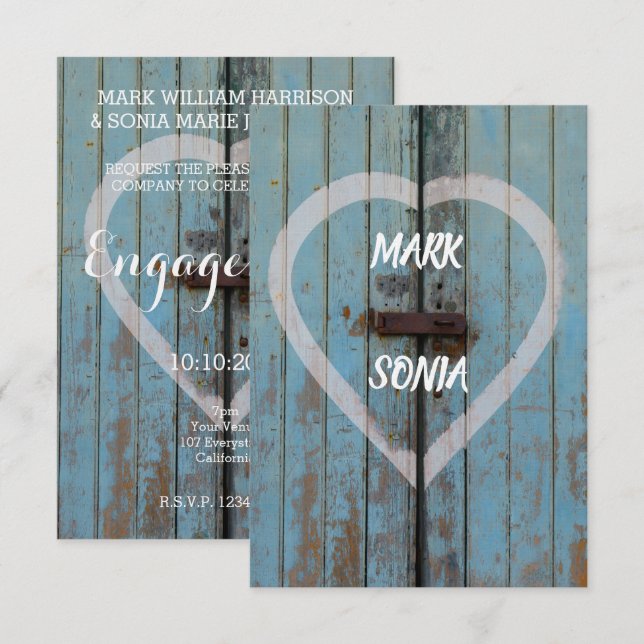 Rustic country bard door Engagement party Invitation (Front/Back)