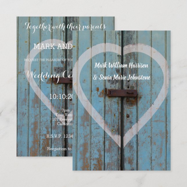 Rustic country bard door wedding invitation (Front/Back)