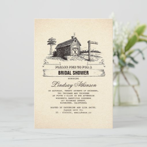 Rustic Country Barn Bridal Shower Invitations | Zazzle