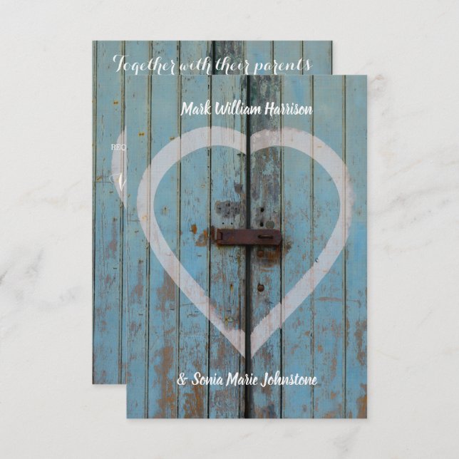 Rustic country barn door invitation (Front/Back)