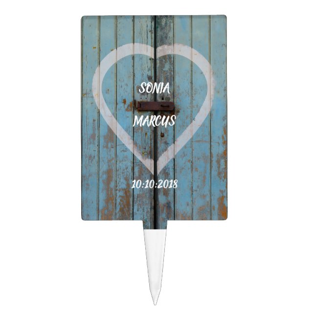 Rustic Country barn door wedding keepsake Cake Topper (Front)