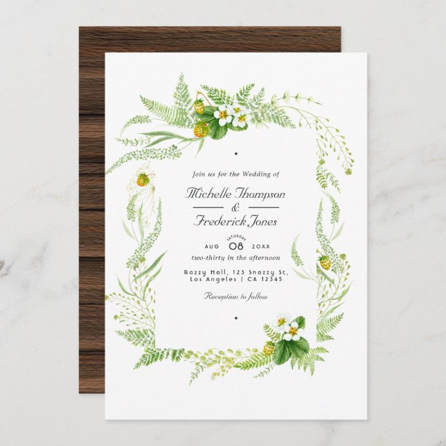 Rustic Country Barn Greenery QR Code RSVP Wedding Invitation (Front/Back)