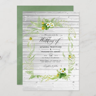 Rustic Country Barn Greenery Wedding Photo Invitation