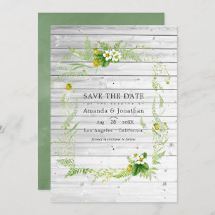 Rustic Country Barn Greenery Wedding Photo Save The Date