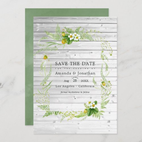 Rustic Country Barn Greenery Wedding Photo Save The Date