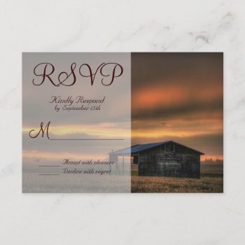Rustic Country Barn Love Wedding Rsvp Cards by CustomWeddingSets at Zazzle