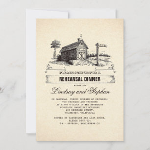 Rustic Country Barn Rehearsal Dinner Invitations