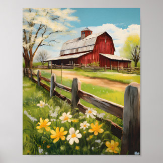 Rustic Country Barn Scene 4 Poster