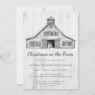 Rustic Country Barn Simple Wood Christmas Party Invitation