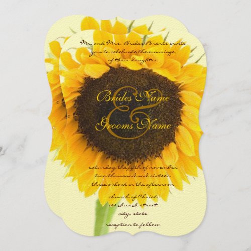 Rustic Country Barn Sunflower Wedding Invitation