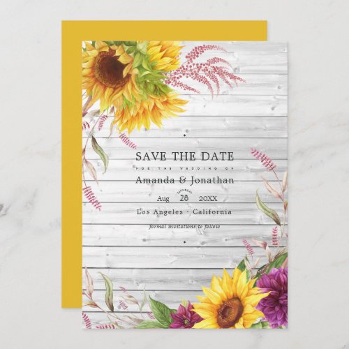 Rustic Country Barn Sunflower Wedding Photo Save The Date