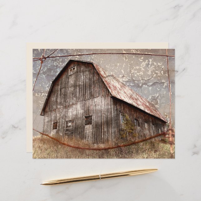 Rustic Country Barn Vintage Texture Gray Sky (Front/Back In Situ)