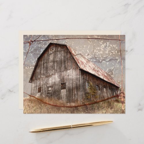 Rustic Country Barn Vintage Texture Gray Sky