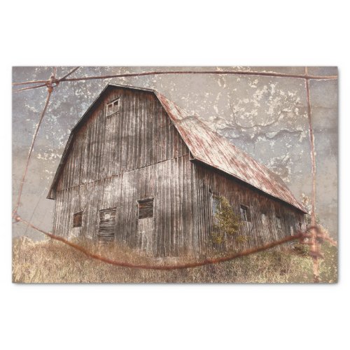 Rustic Country Barn Vintage Texture Gray Sky Tissue Paper
