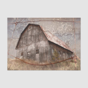 Rustic Country Barn Vintage Texture Gray Sky Tissue Paper