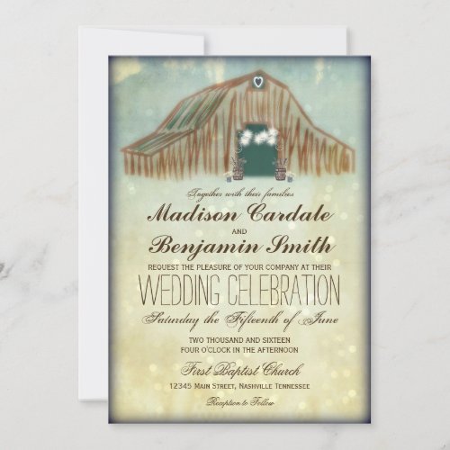 Rustic Country Barn Wedding Invitations