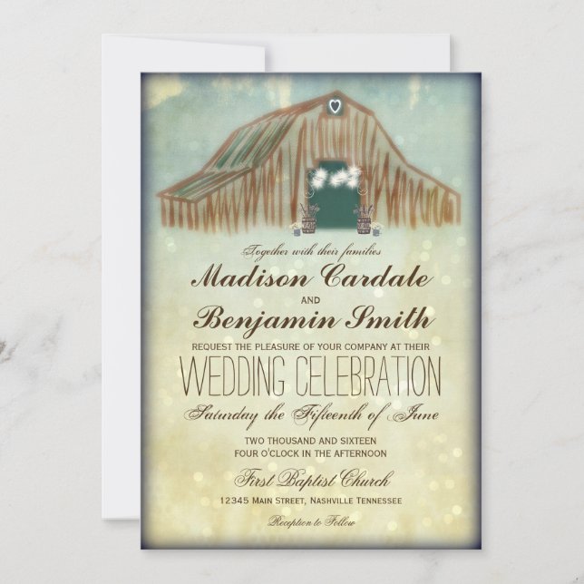 Rustic Country Barn Wedding Invitations (Front)