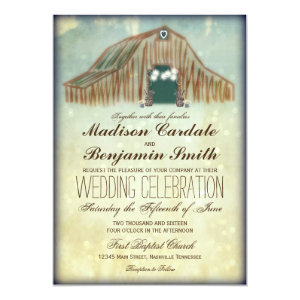 Rustic Country Barn Wedding Invitations