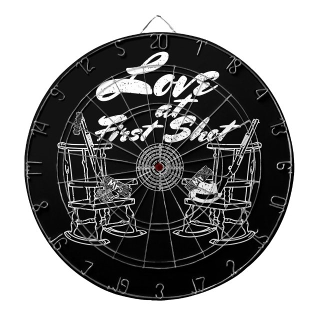 Rustic Country Barn Wedding Party Hunting Couple Dartboard (Front)