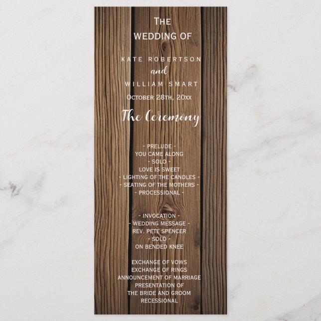 Rustic Country Barn Wedding Program (Front)
